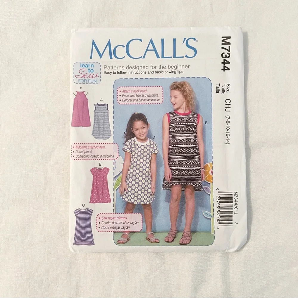 McCall’s M7344 Girls Dress Pattern | Learn to Sew | Sizes 7–14